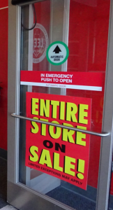 Target - sale sign on door - small type