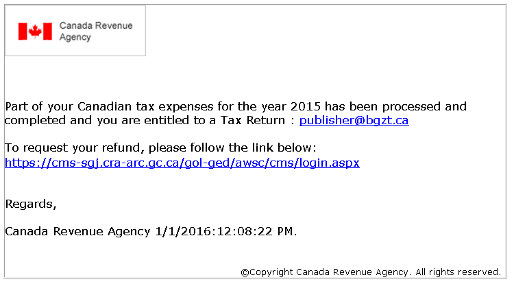 Tax scam - refund