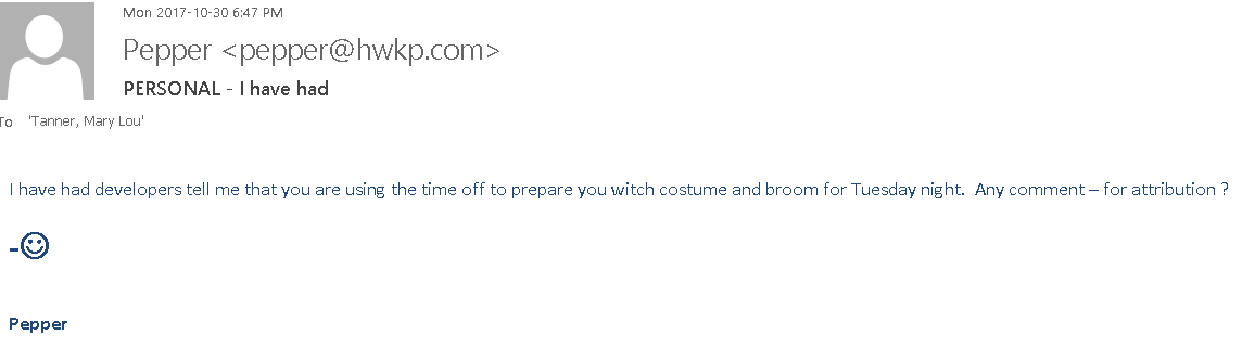 The pre Haloween email