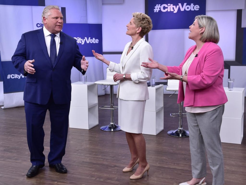 PC Leader Doug Ford faced a barrage of questions from Liberal Premier Kathleen Wynne and NDP Leader Andrea Horwath in Monday's CityNews debate in Toronto.