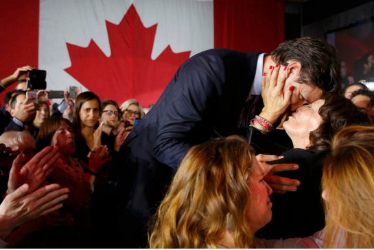 Trudeau with his mother
