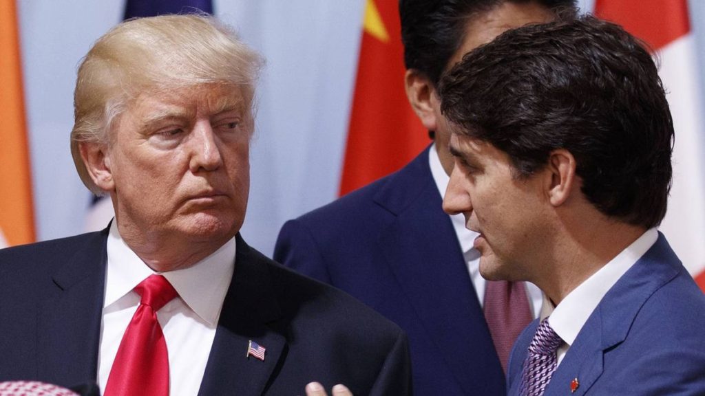 Trump looking hardish at Trudeau